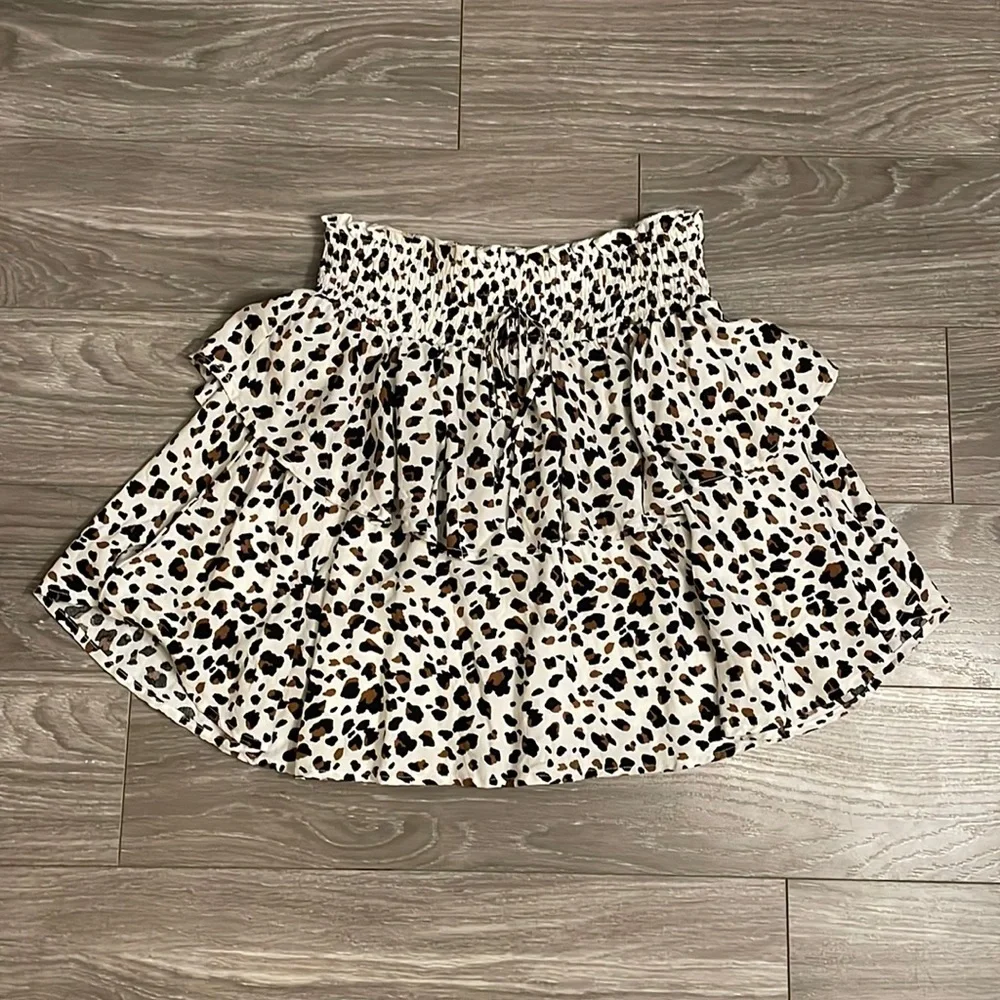 En Elly Leopard Cheetah Print Flowy Skirt Large - Picture 1 of 9